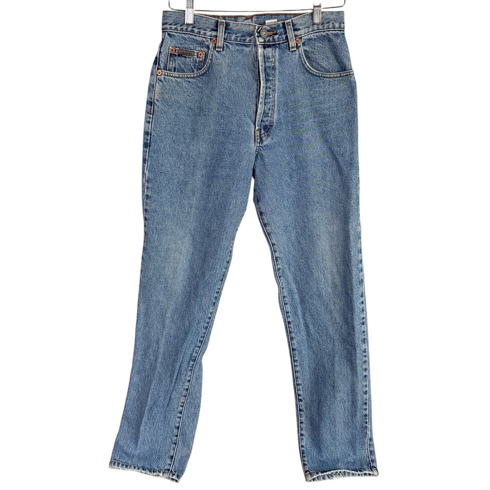 Vintage Calvin Klein Jeans Straight Leg Women 7 Blue USA Button Fly High Rise